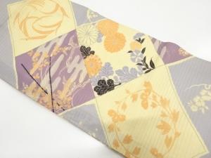 アンティーク　絽　菱に菊・秋草模様刺繍昼夜帯（材料）